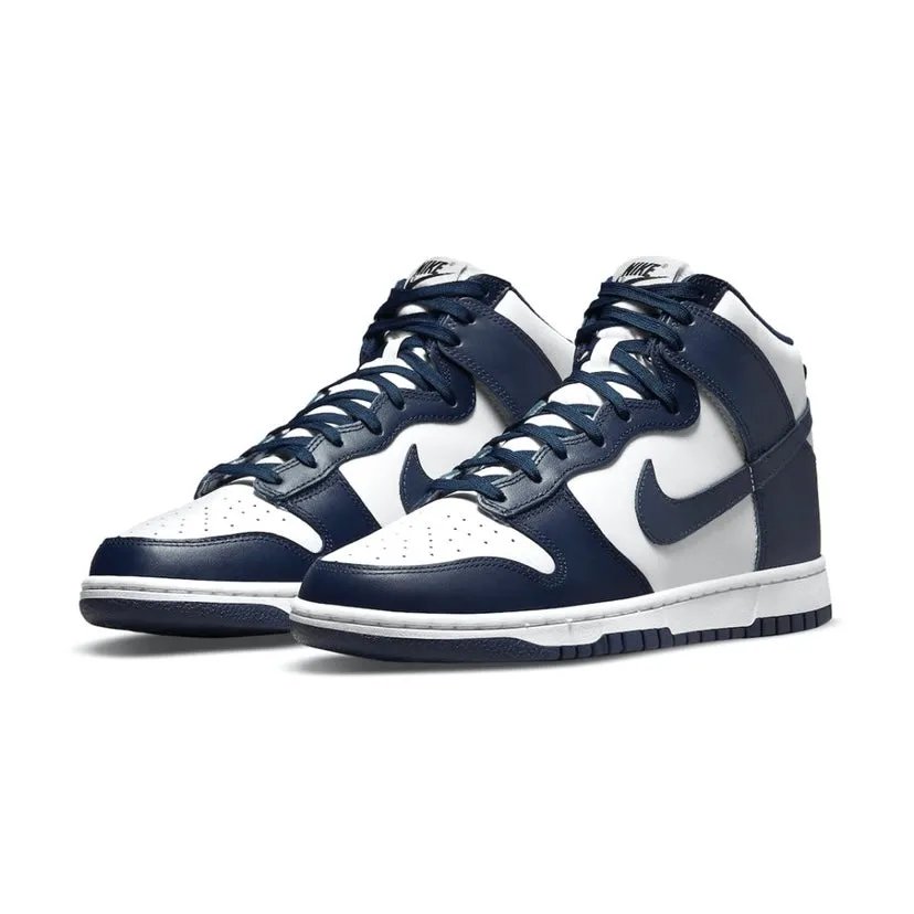 Dunk Hi Midnight Navy White Nike Dunk sneakers with classic silhouette