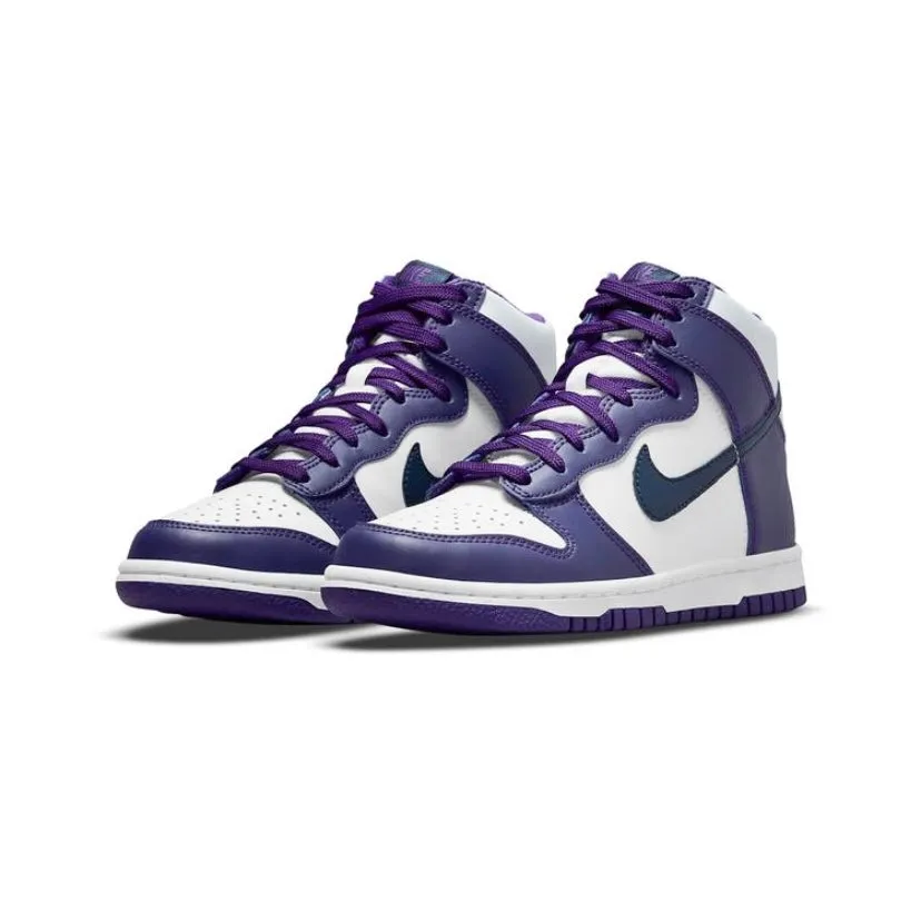 Dunk High GS Midnight Navy Swoosh Purple By Nike Iconic Sneakers