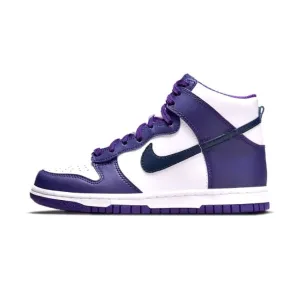 Dunk High GS Midnight Navy Swoosh Purple By Nike Nike Dunk sneakers with classic silhouette