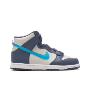 Dunk High (PS) - Light Bone/Blue Lightning/Diffused Blue Nike lifestyle sneakers with retro vibe