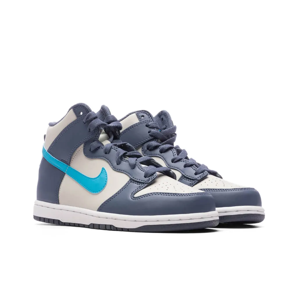 Dunk High (PS) - Light Bone/Blue Lightning/Diffused Blue Nike Retro Lifestyle Shoes