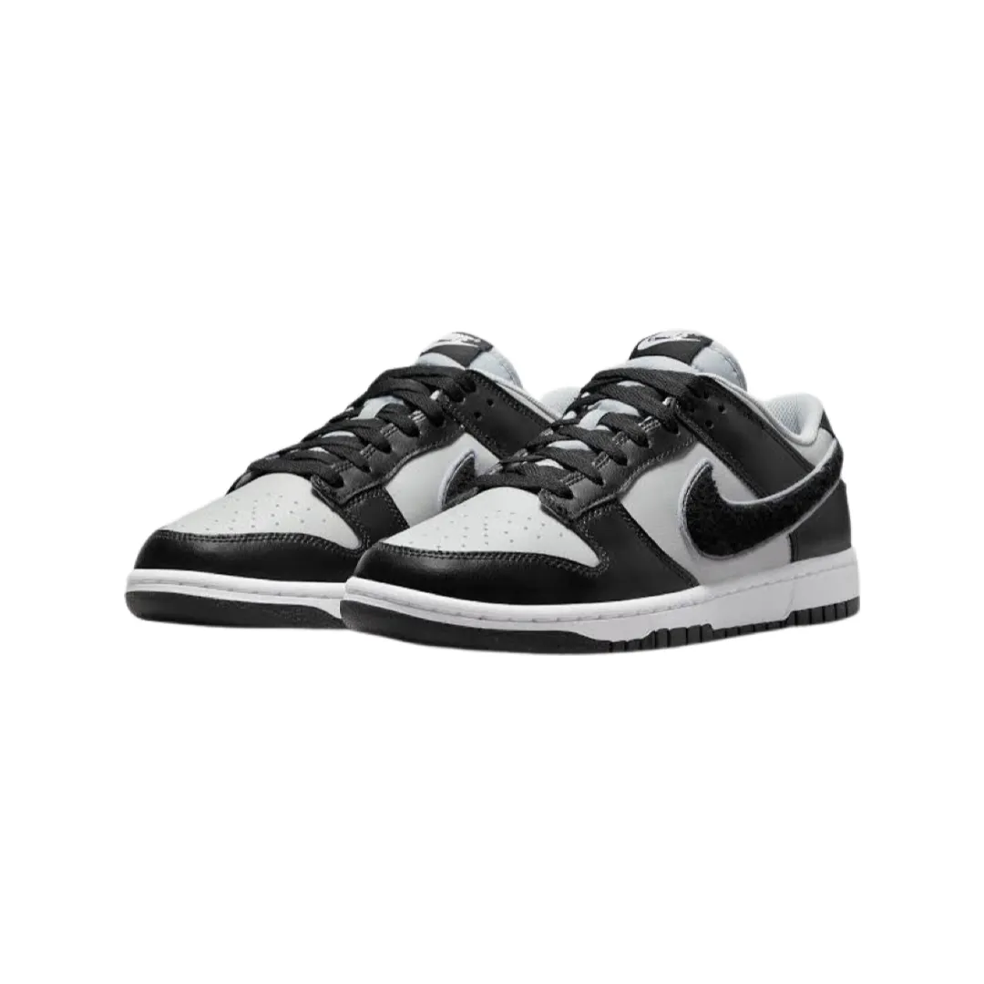 Dunk Low Chenille Swoosh Black Grey White Iconic Sneakers