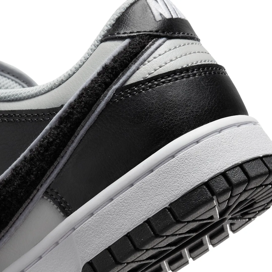 Dunk Low Chenille Swoosh Black Grey White Iconic Sneakers