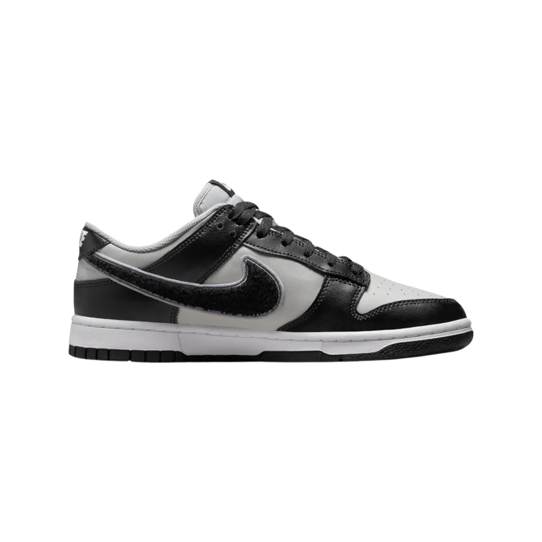 Dunk Low Chenille Swoosh Black Grey White Iconic Sneakers