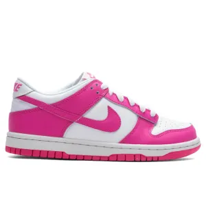 Dunk Low (GS) - White/Laser Fuchisa Nike everyday shoes with mesh upper