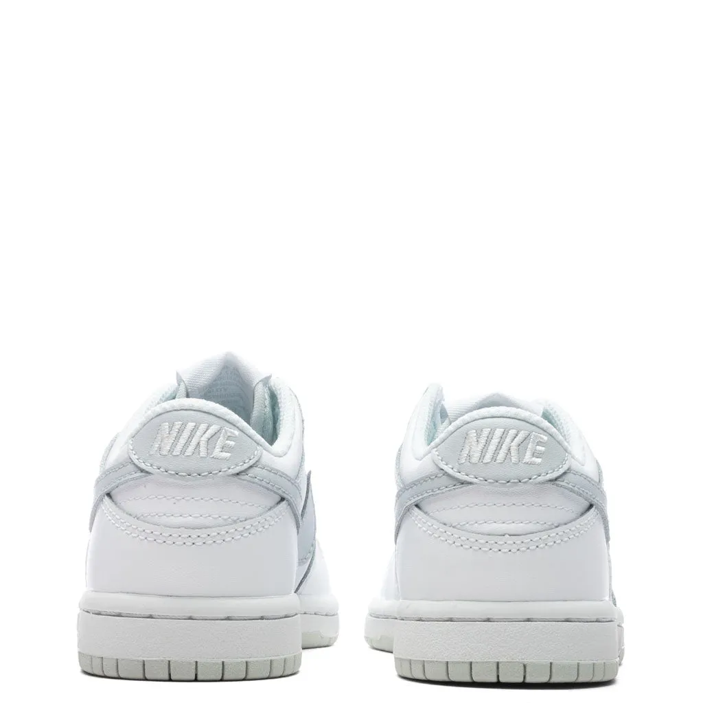 Dunk Low (PS) - White/Pure Platinum/White Nike Bold Logo Sneakers