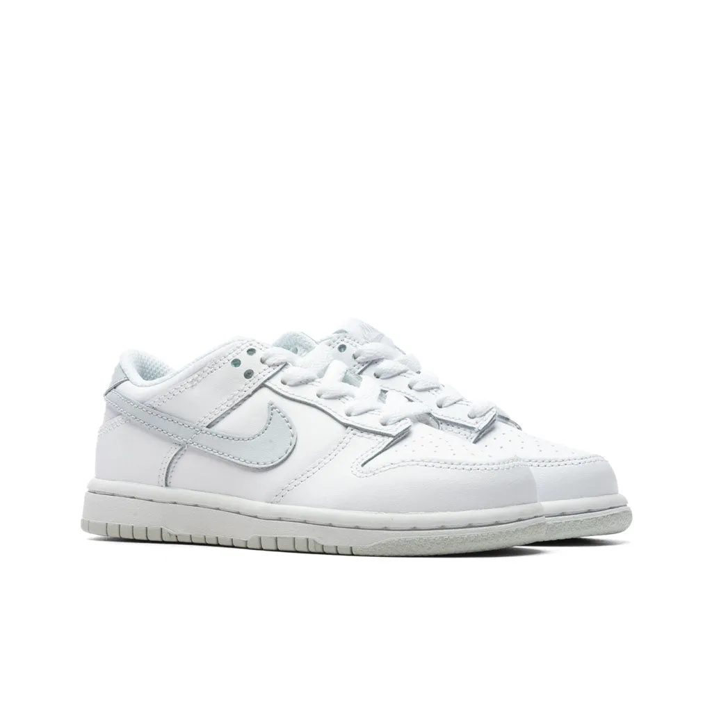 Dunk Low (PS) - White/Pure Platinum/White Nike Bold Logo Sneakers