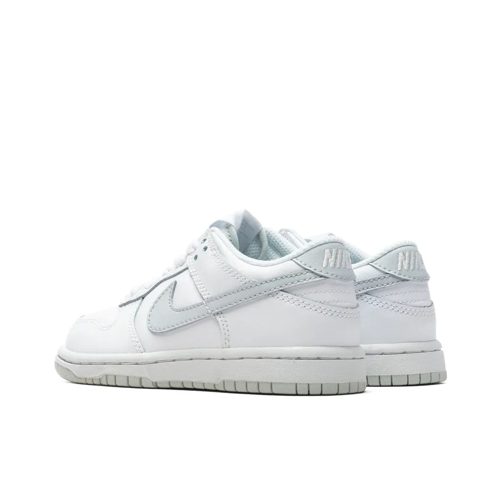 Dunk Low (PS) - White/Pure Platinum/White Nike Bold Logo Sneakers