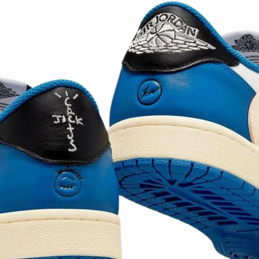 Fragment x Travis Scott x Air Jordan 1 Low White Black Royal Sail Retro Sneakers