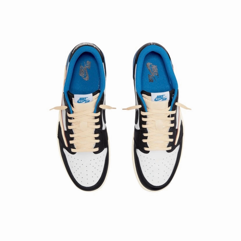 Fragment x Travis Scott x Air Jordan 1 Low White Black Royal Sail Retro Sneakers