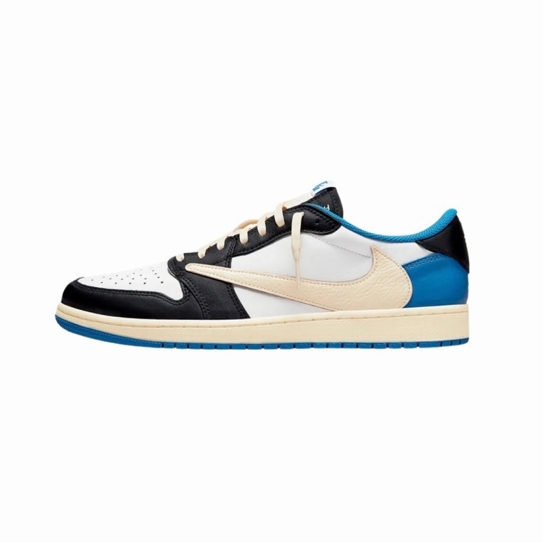 Fragment x Travis Scott x Air Jordan 1 Low White Black Royal Sail Retro Sneakers