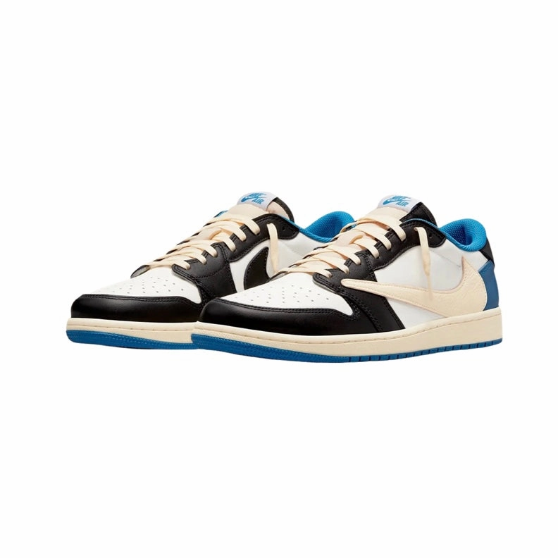 Fragment x Travis Scott x Air Jordan 1 Low White Black Royal Sail Air Jordan retro sneakers for street style