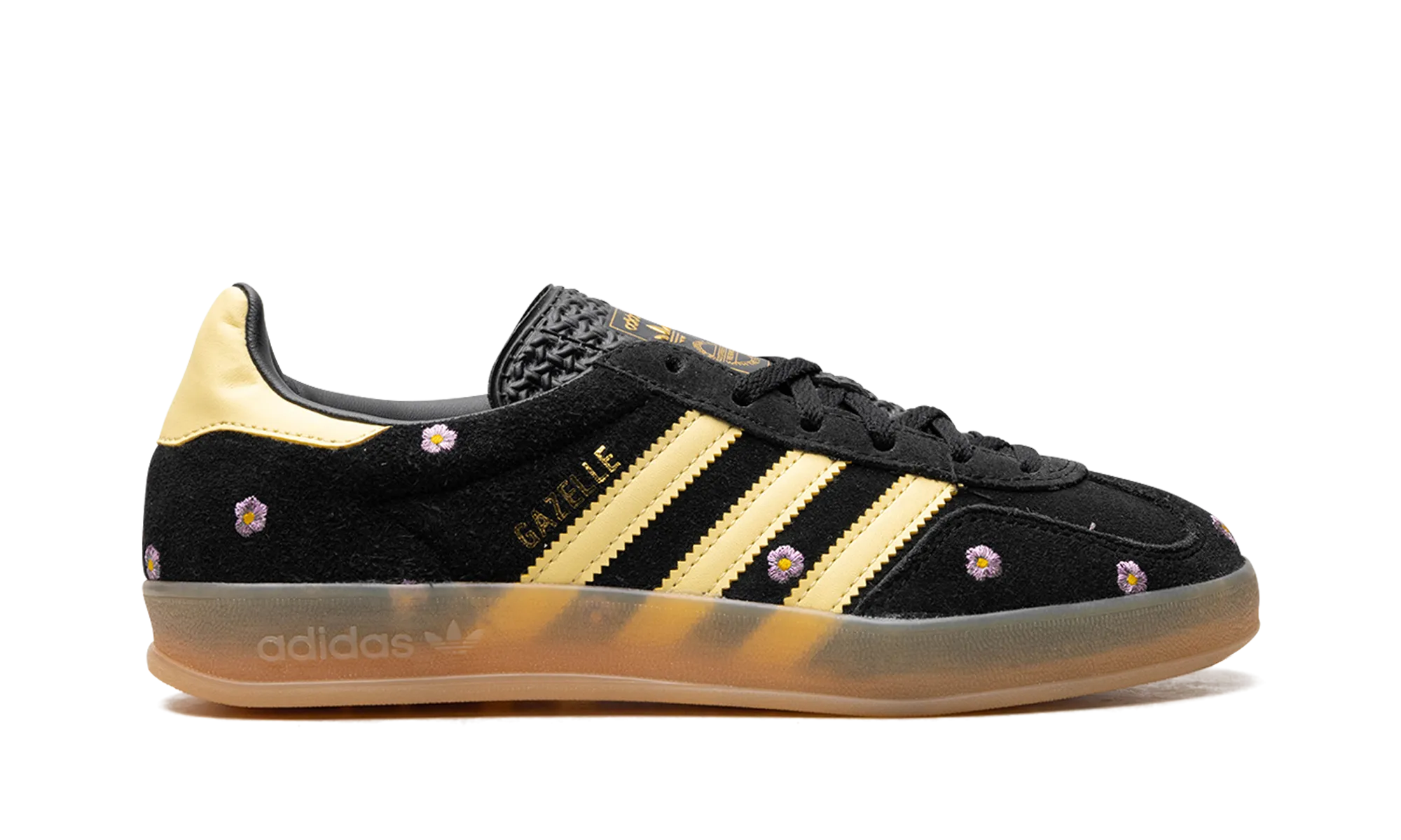 Gazelle Indoor WMNS "Core Black Almost Yellow Floral" adidas womens workout shoes