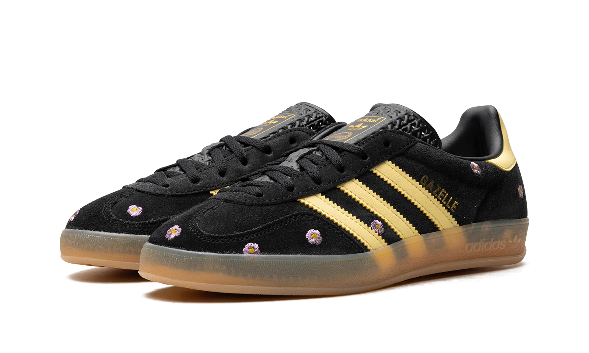 Gazelle Indoor WMNS "Core Black Almost Yellow Floral" adidas womens workout shoes
