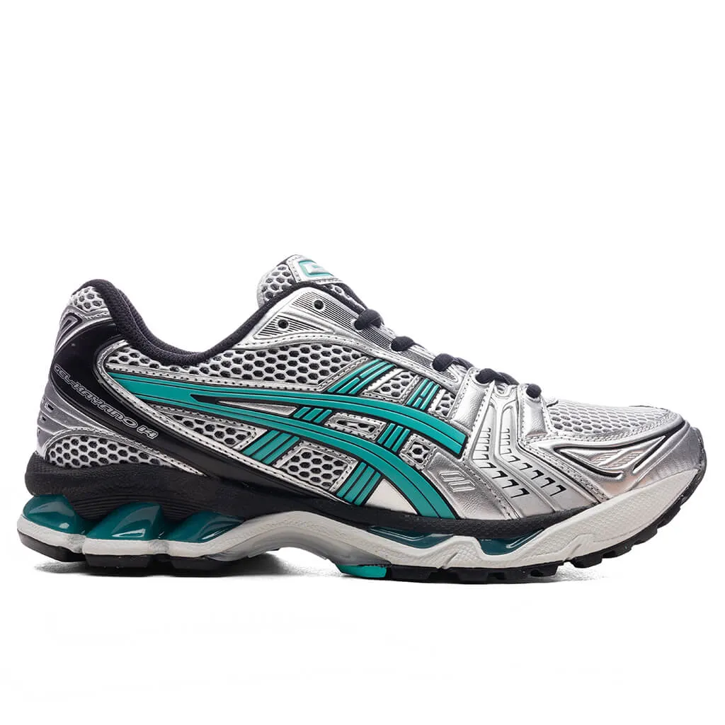 Gel-Kayano 14 - White/Waterfall Asics running shoes with gel cushioning