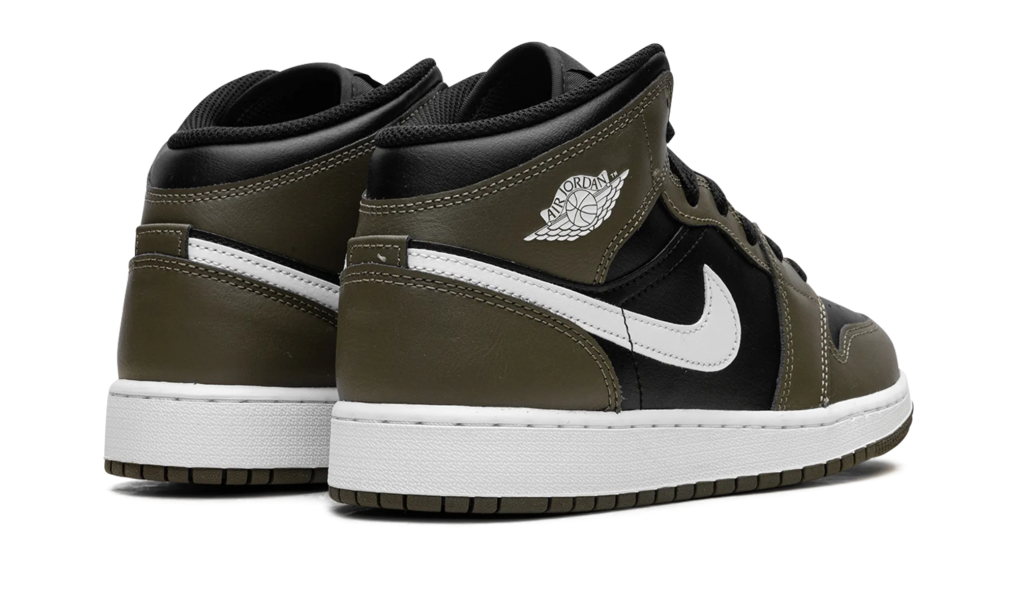 Jordan 1 Mid GS "Black White Olive" jordan school kids shoes
