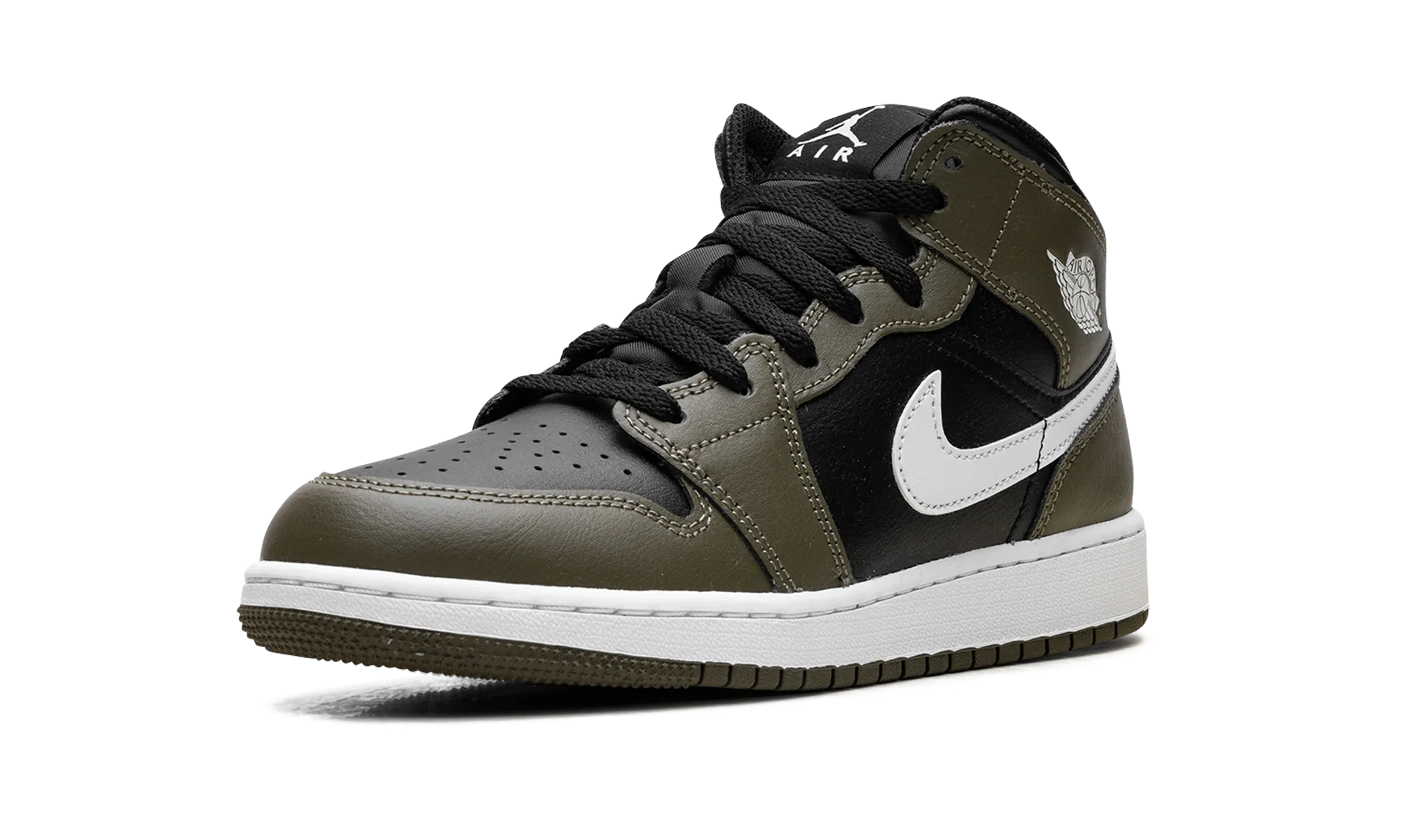 Jordan 1 Mid GS "Black White Olive" jordan school kids shoes