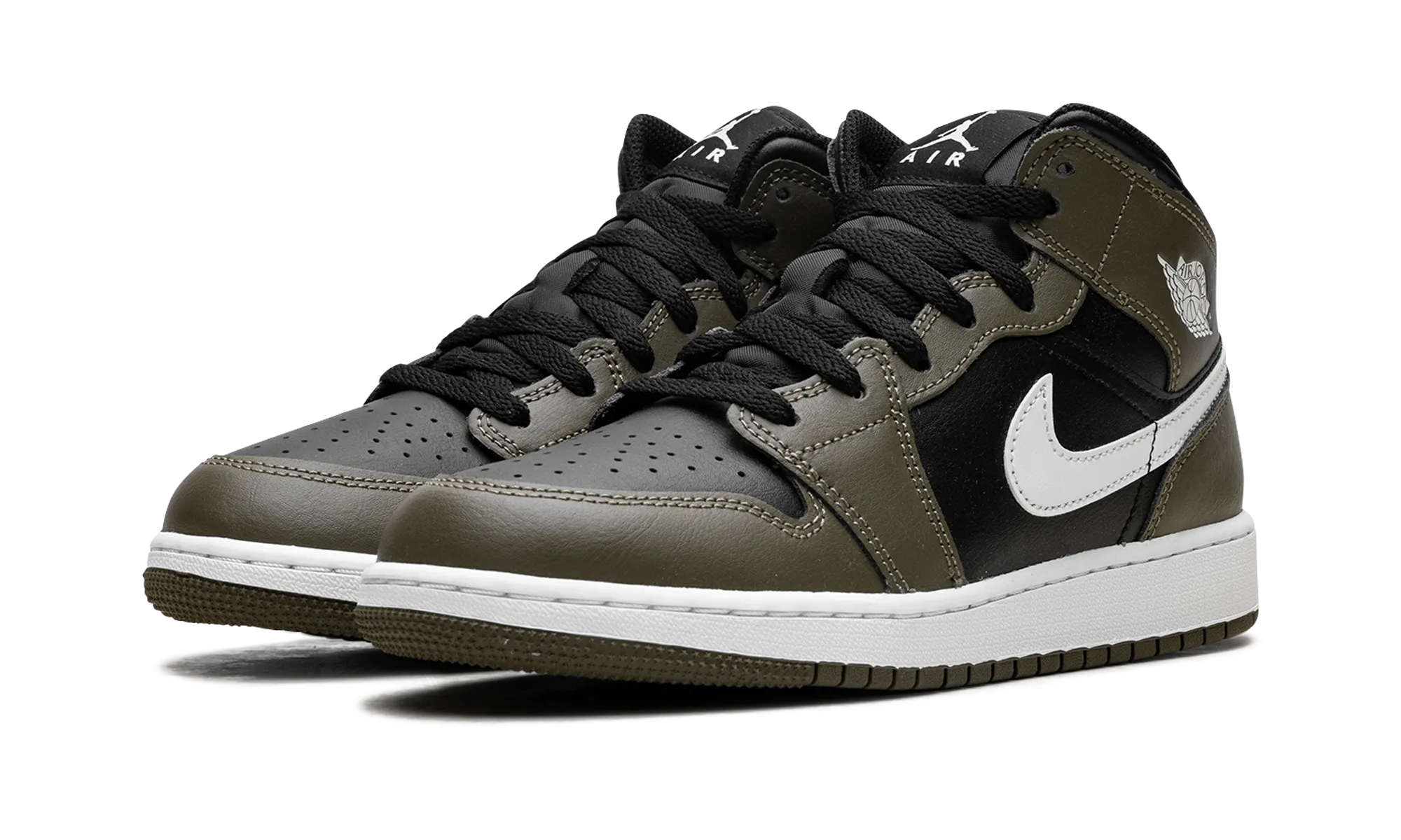 Jordan 1 Mid GS "Black White Olive" jordan school kids shoes