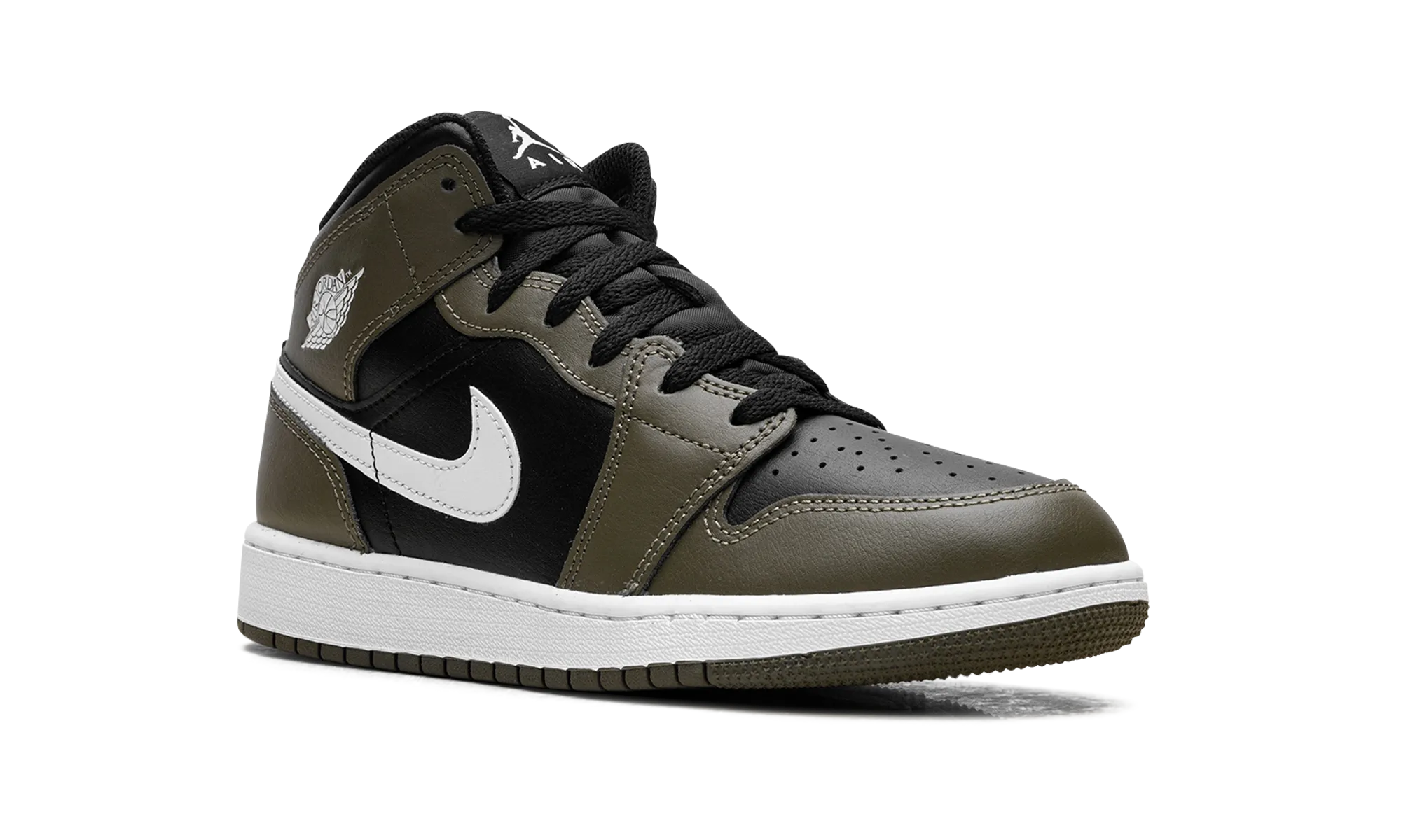Jordan 1 Mid GS "Black White Olive" jordan school kids shoes