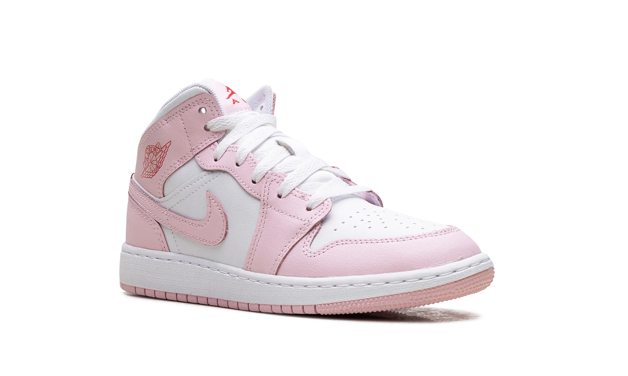Jordan 1 Mid GS "Pink Foam Fire Red" jordan school kids shoes
