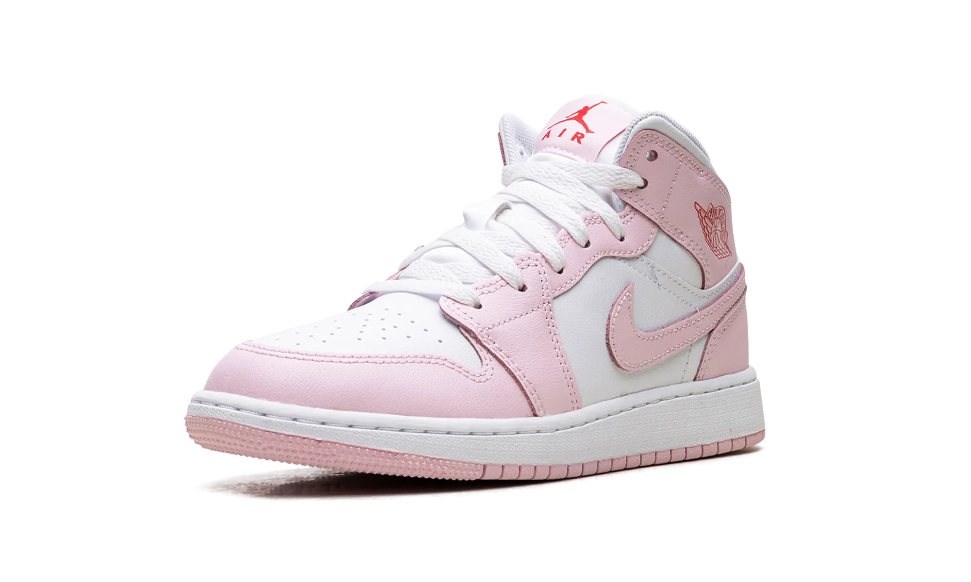 Jordan 1 Mid GS "Pink Foam Fire Red" jordan school kids shoes