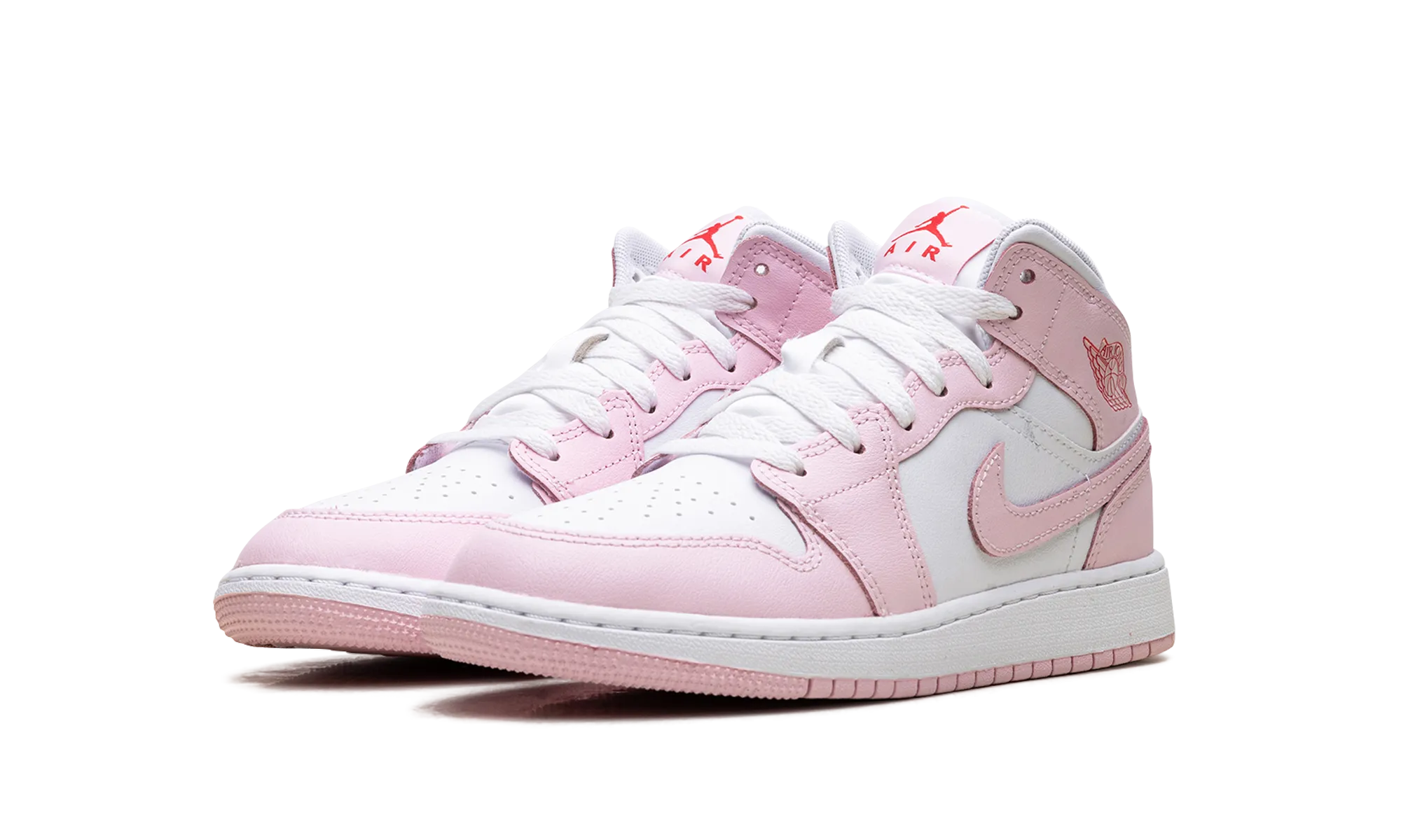 Jordan 1 Mid GS "Pink Foam Fire Red" jordan school kids shoes