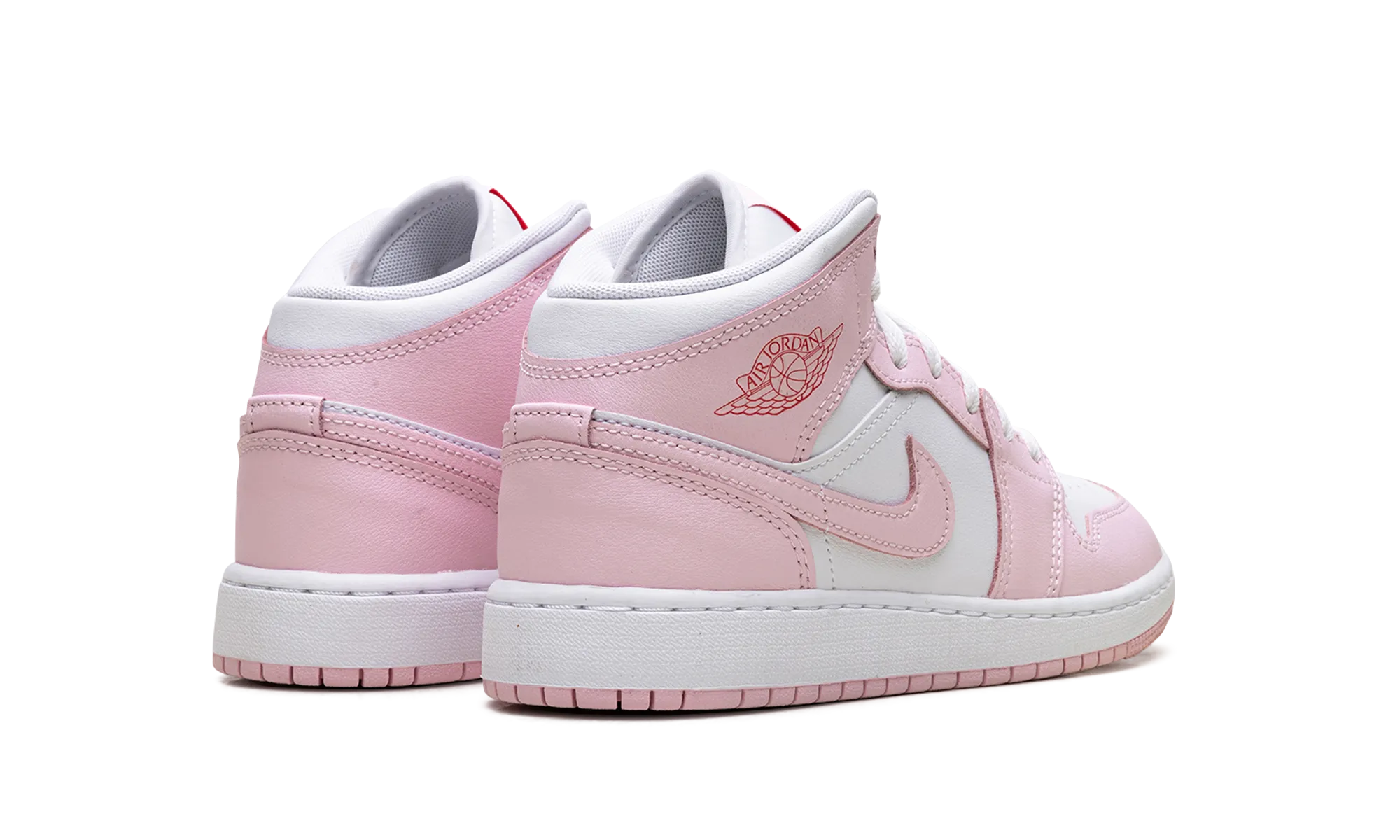 Jordan 1 Mid GS "Pink Foam Fire Red" jordan school kids shoes