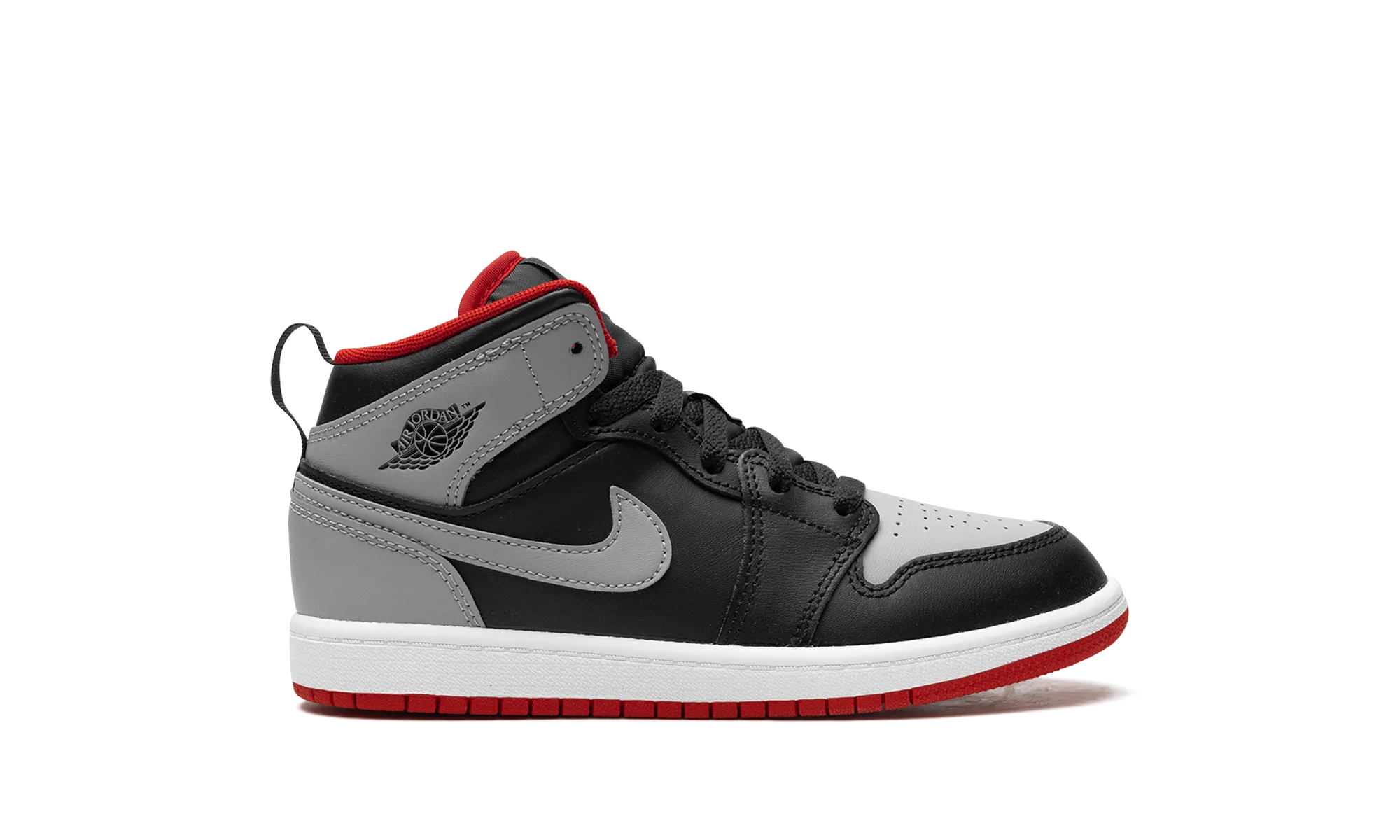 Jordan 1 Mid PS "BLACK GREY RED" jordan preschool kids shoes