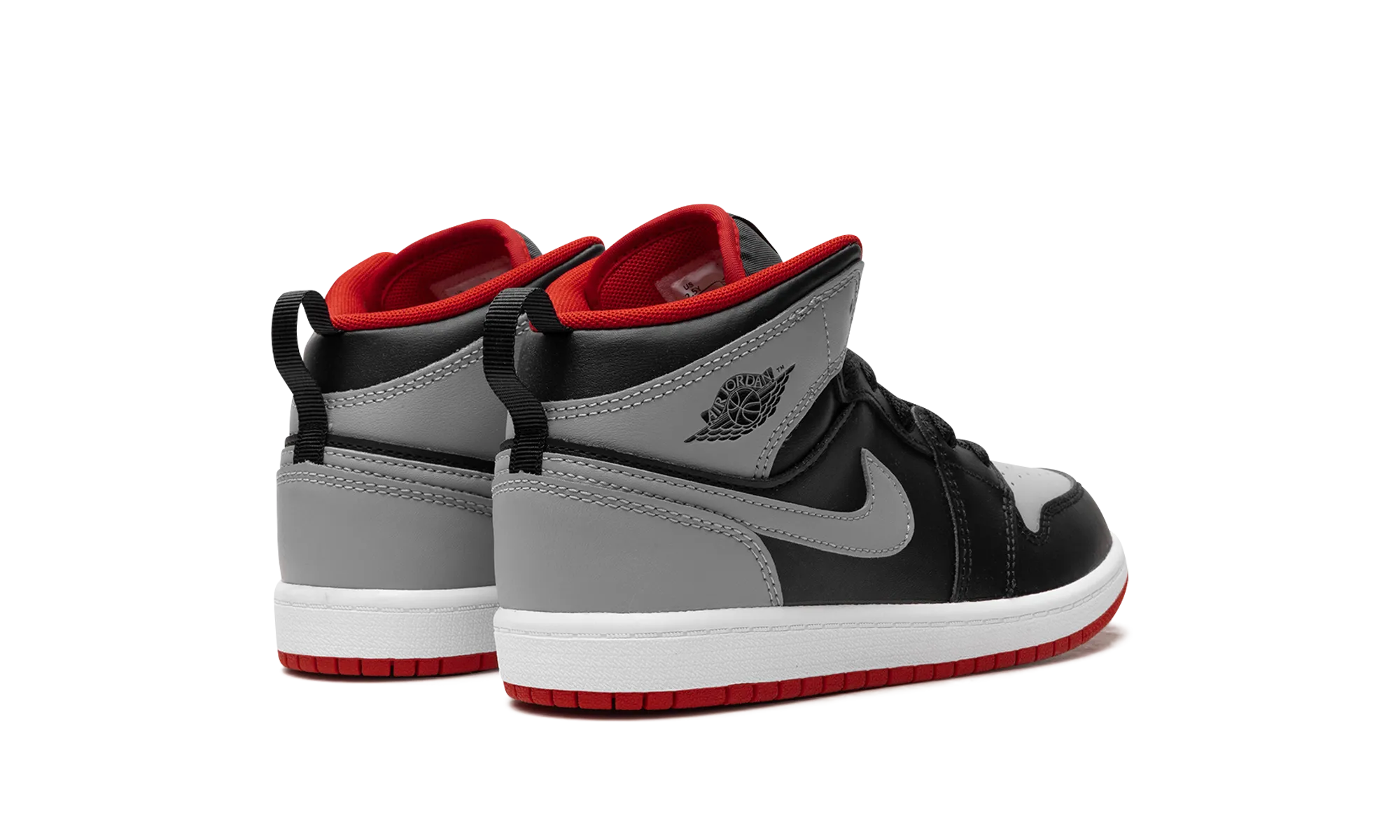 Jordan 1 Mid PS "BLACK GREY RED" jordan preschool kids shoes
