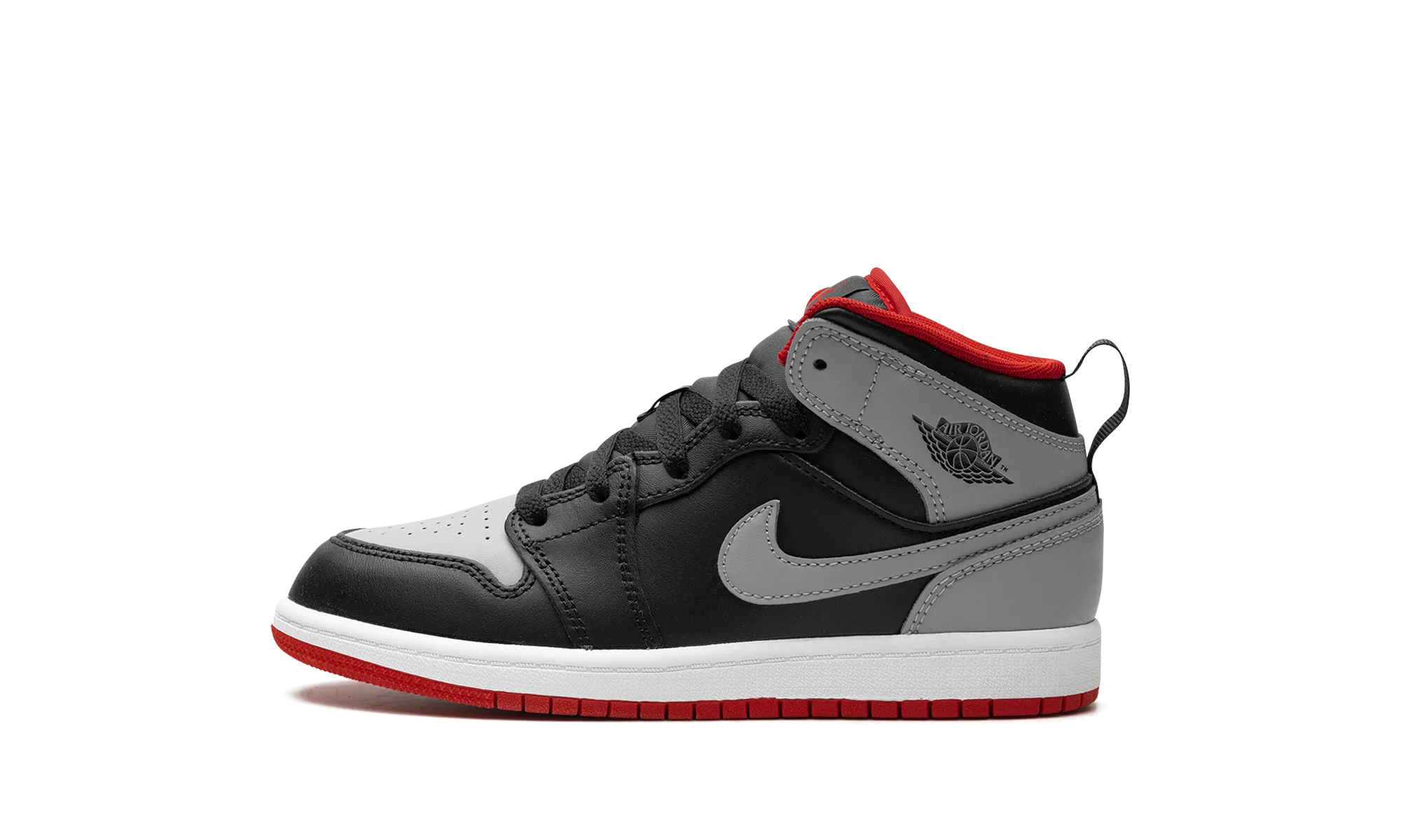 Jordan 1 Mid PS "BLACK GREY RED" Jordan Pre School shoes