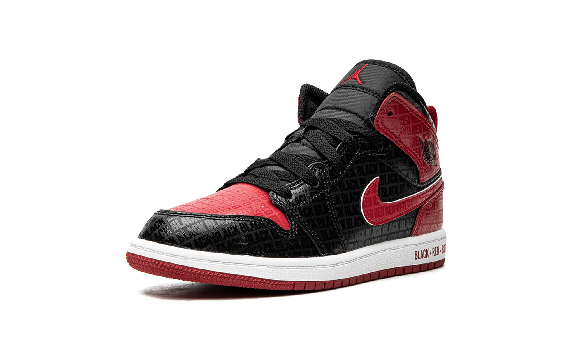 Jordan 1 Mid PS "Bred Text" jordan preschool kids shoes