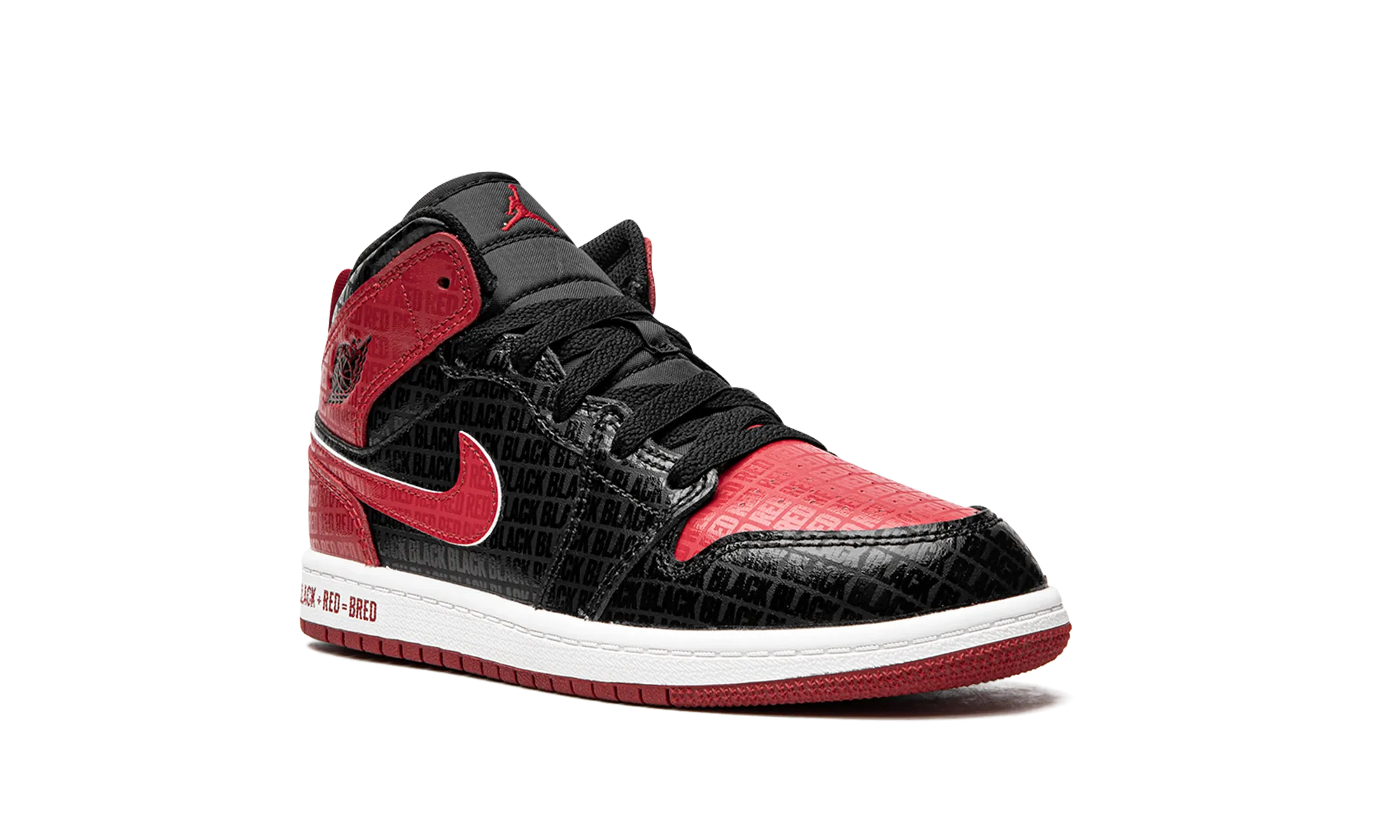 Jordan 1 Mid PS "Bred Text" jordan preschool kids shoes