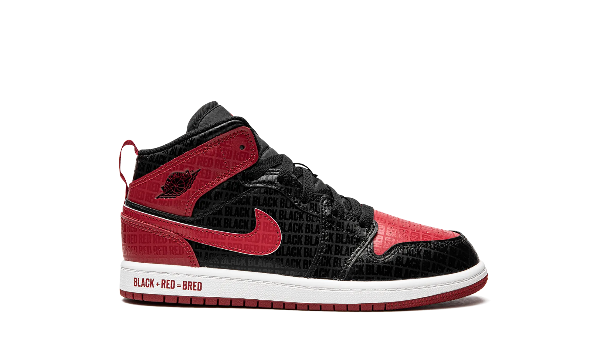 Jordan 1 Mid PS "Bred Text" jordan preschool kids shoes