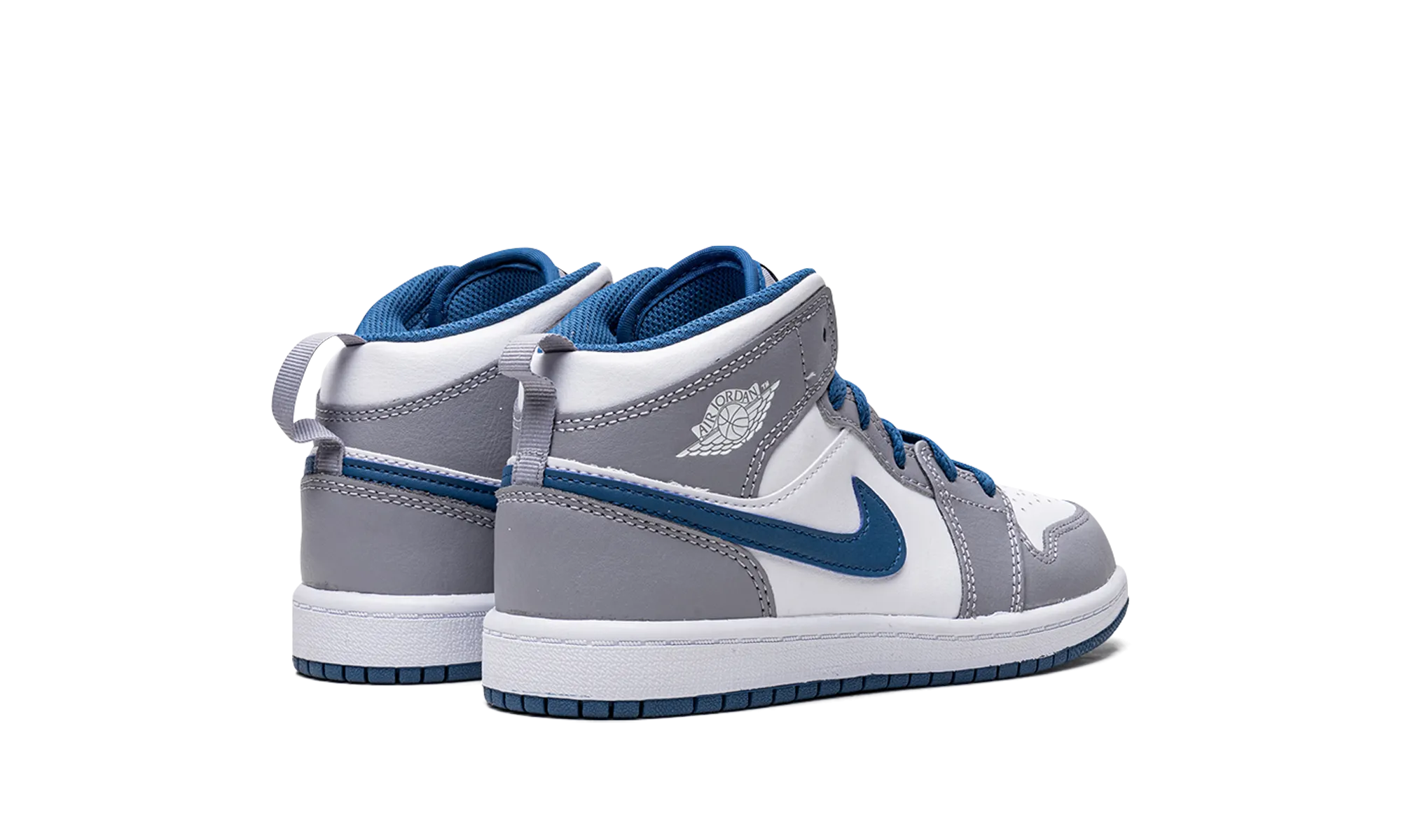 Jordan 1 Mid PS "Cement Grey / True Blue" jordan preschool kids shoes