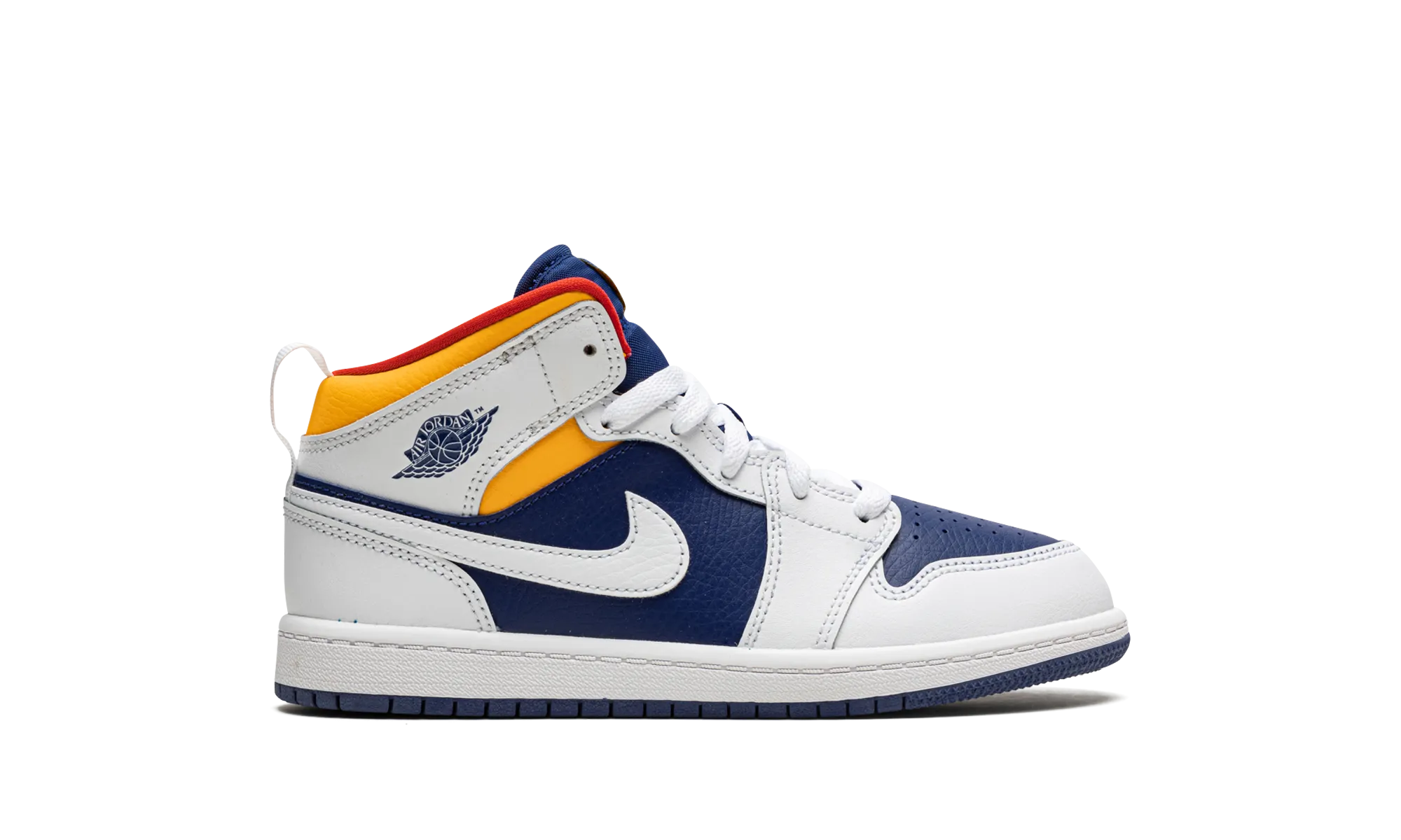 Jordan 1 Mid PS "hite Deep Royal Blue" jordan preschool kids shoes