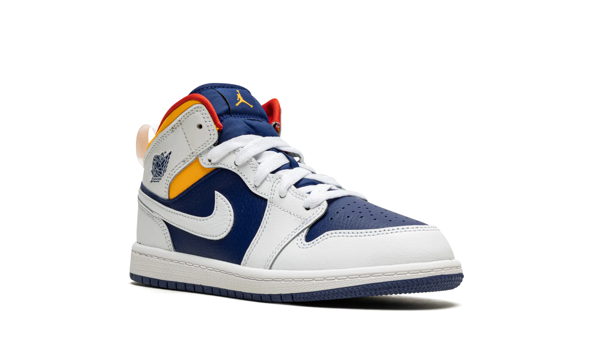 Jordan 1 Mid PS "hite Deep Royal Blue" jordan preschool kids shoes