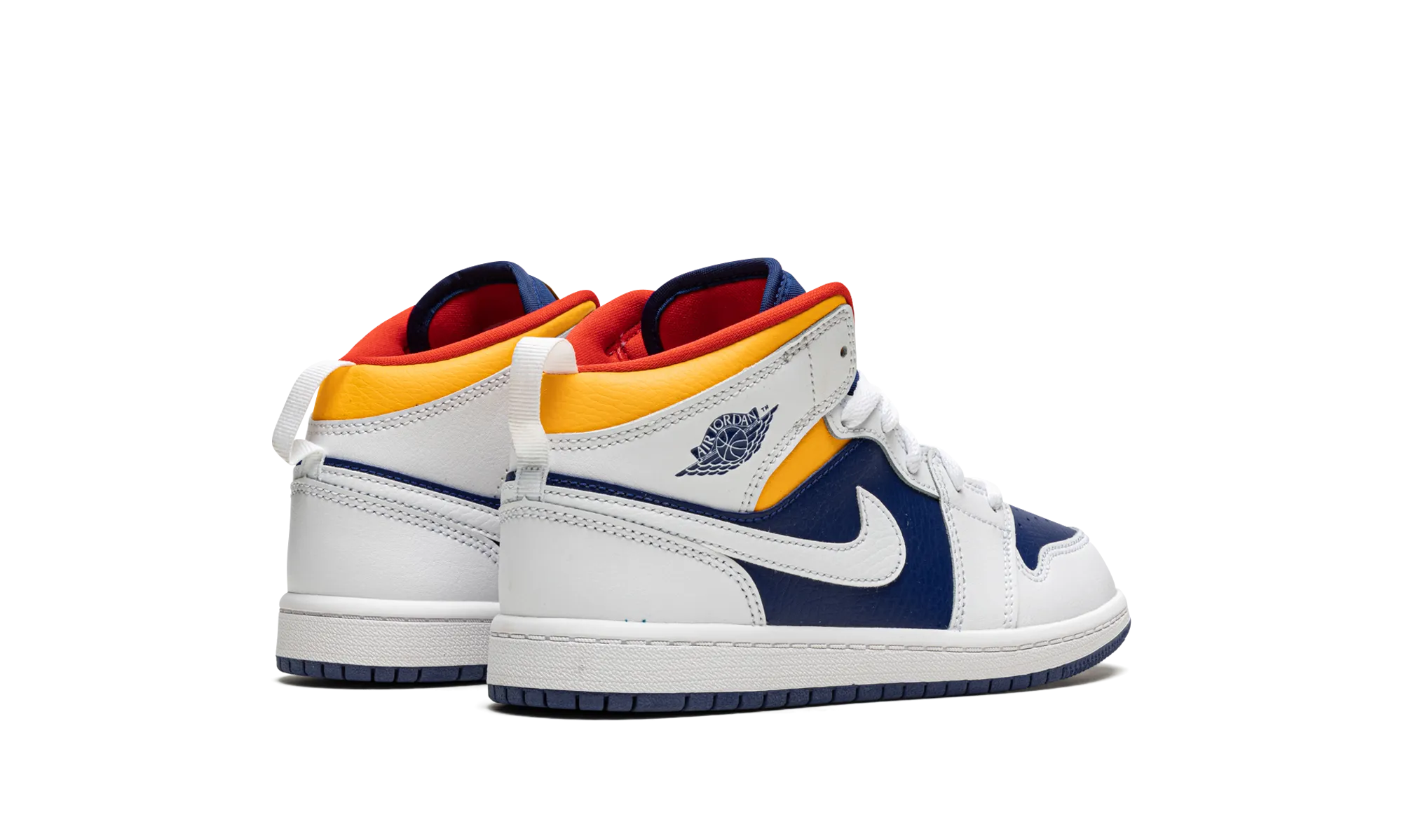 Jordan 1 Mid PS "hite Deep Royal Blue" jordan preschool kids shoes