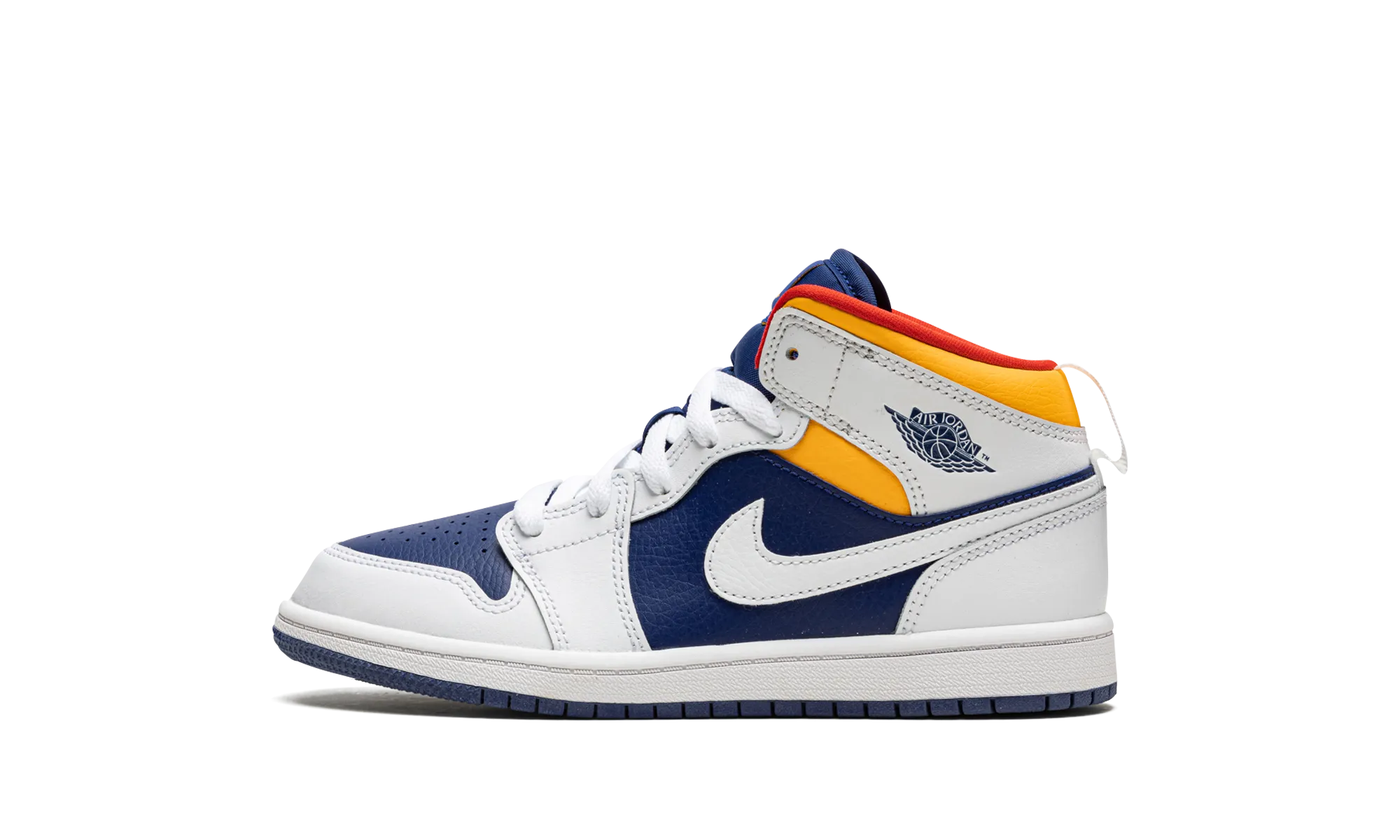 Jordan 1 Mid PS "hite Deep Royal Blue" Jordan Pre School shoes