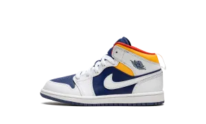 Jordan 1 Mid PS "hite Deep Royal Blue" Jordan Pre School shoes