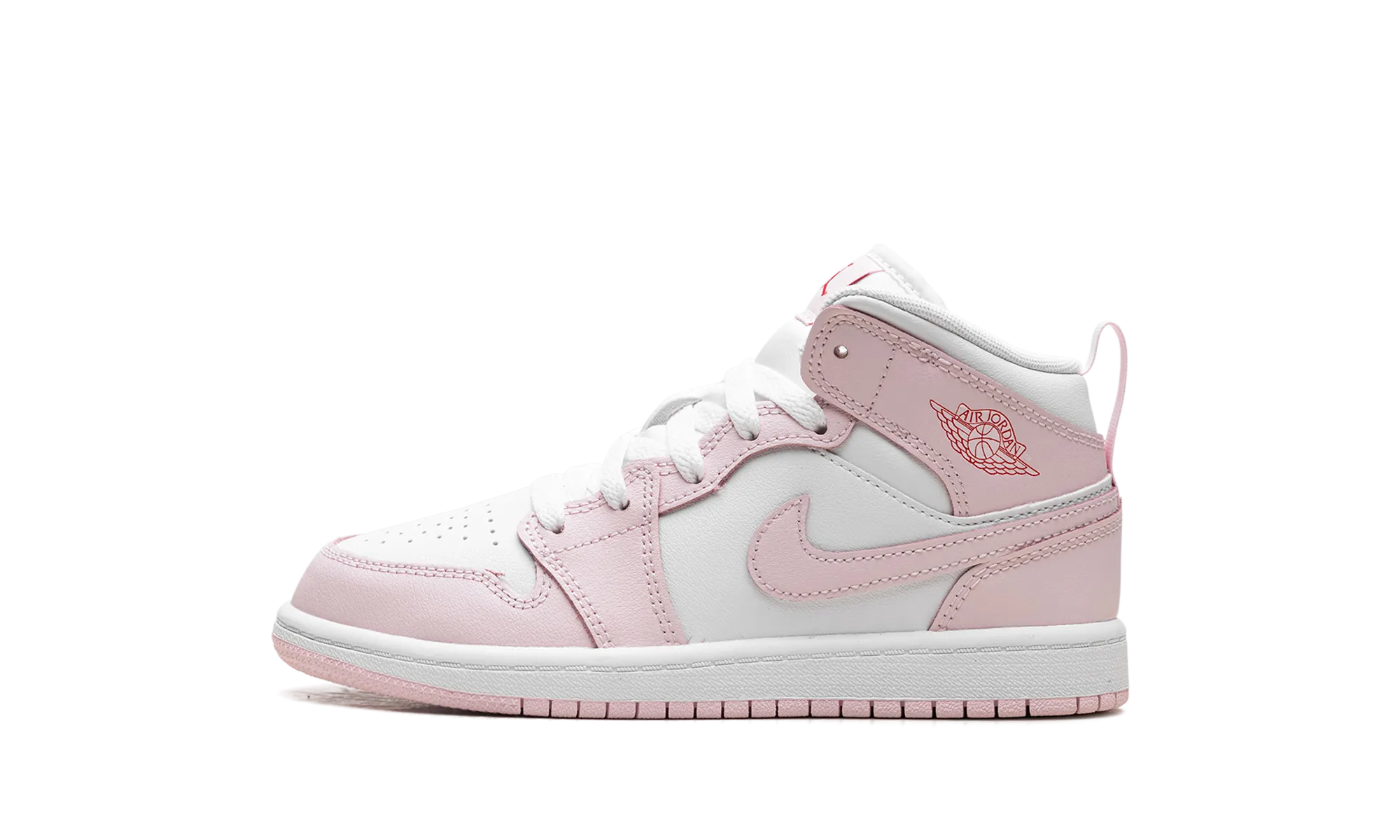 Jordan 1 Mid PS "Pink Foam Fire Red White" Jordan Pre School shoes