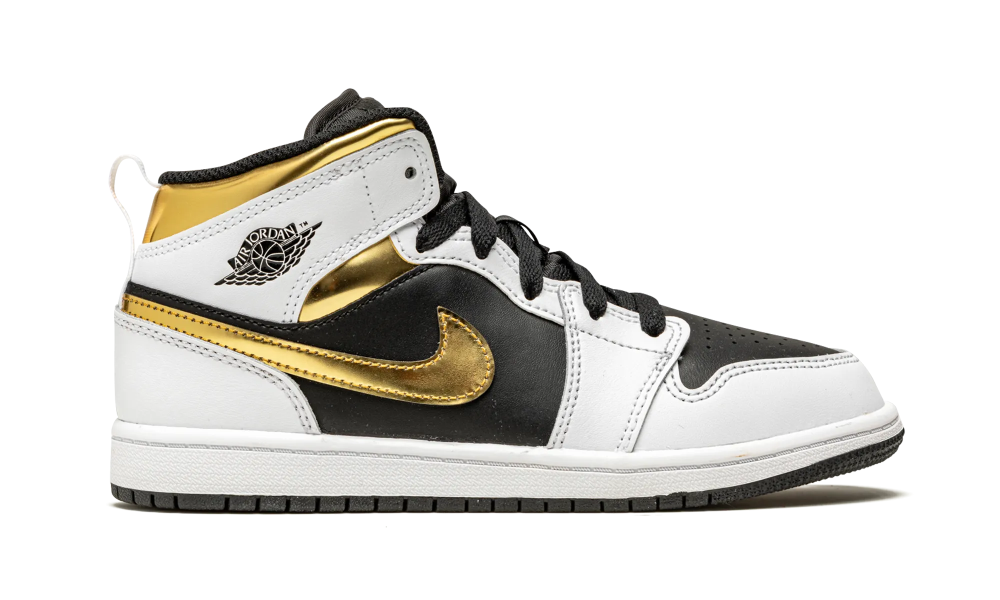 Jordan 1 Mid PS "White / Gold" jordan preschool kids shoes