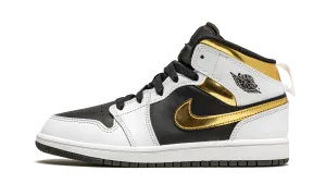 Jordan 1 Mid PS "White / Gold" Jordan Pre School shoes