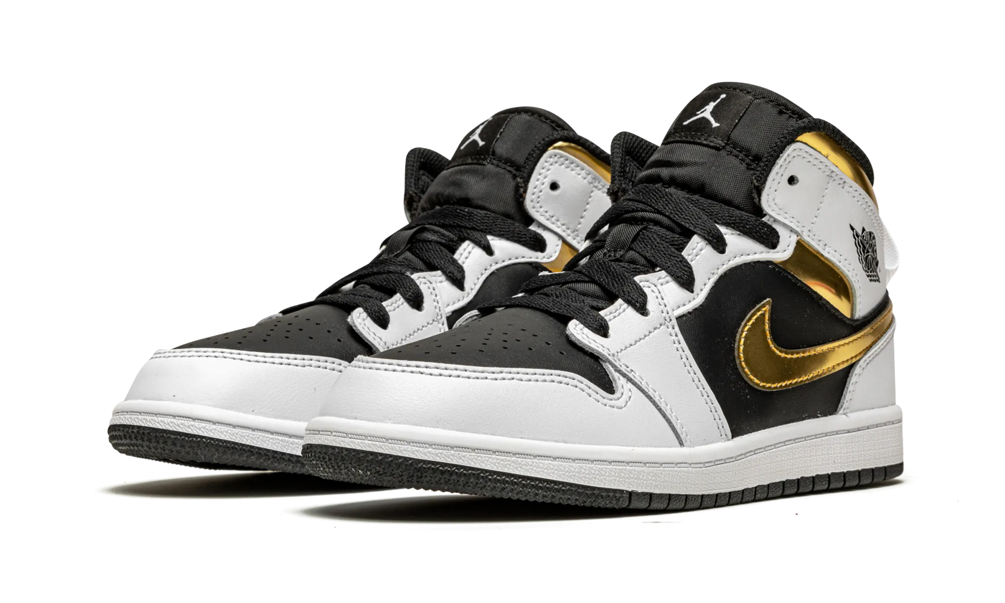 Jordan 1 Mid PS "White / Gold" jordan preschool kids shoes