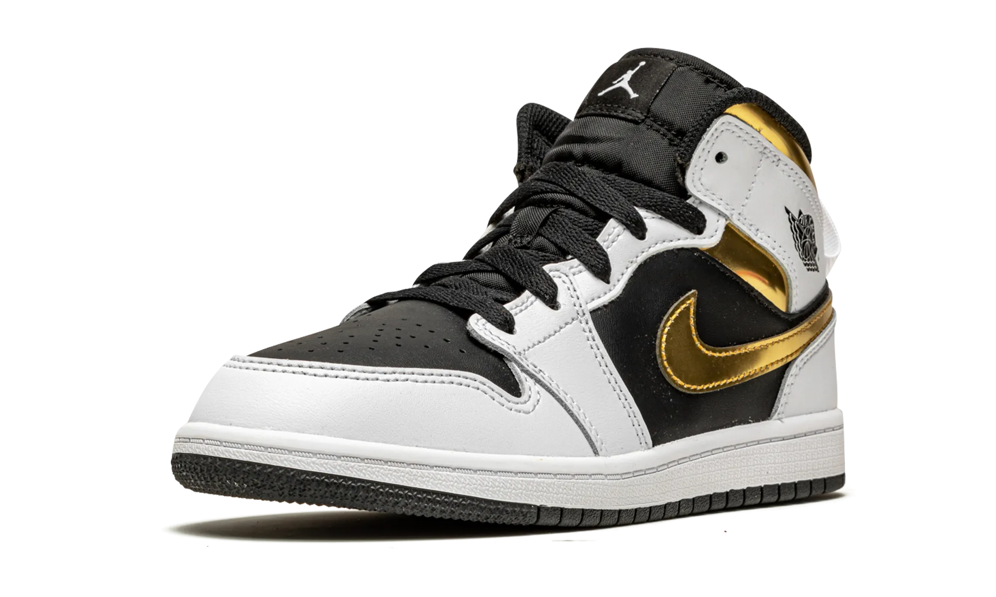 Jordan 1 Mid PS "White / Gold" jordan preschool kids shoes