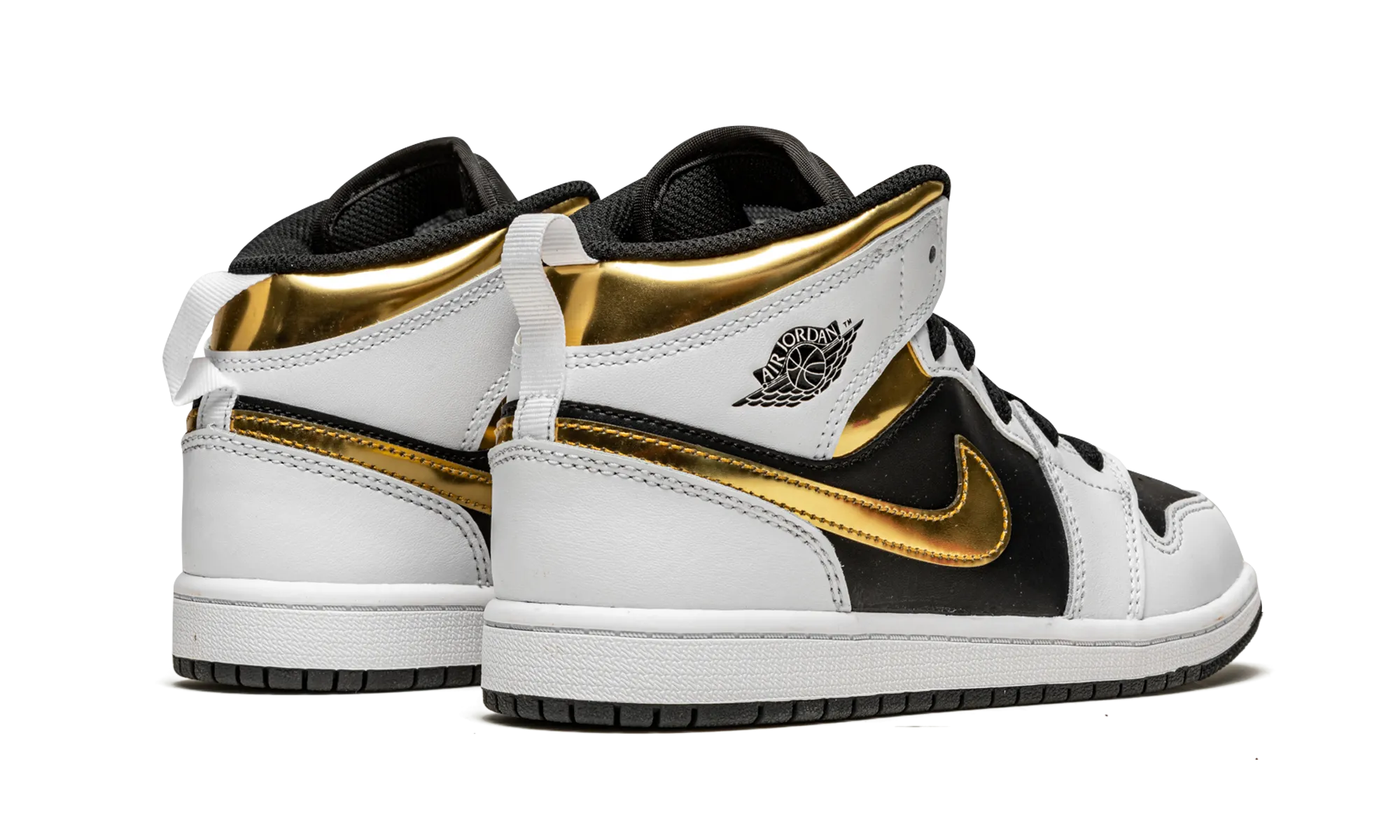 Jordan 1 Mid PS "White / Gold" jordan preschool kids shoes