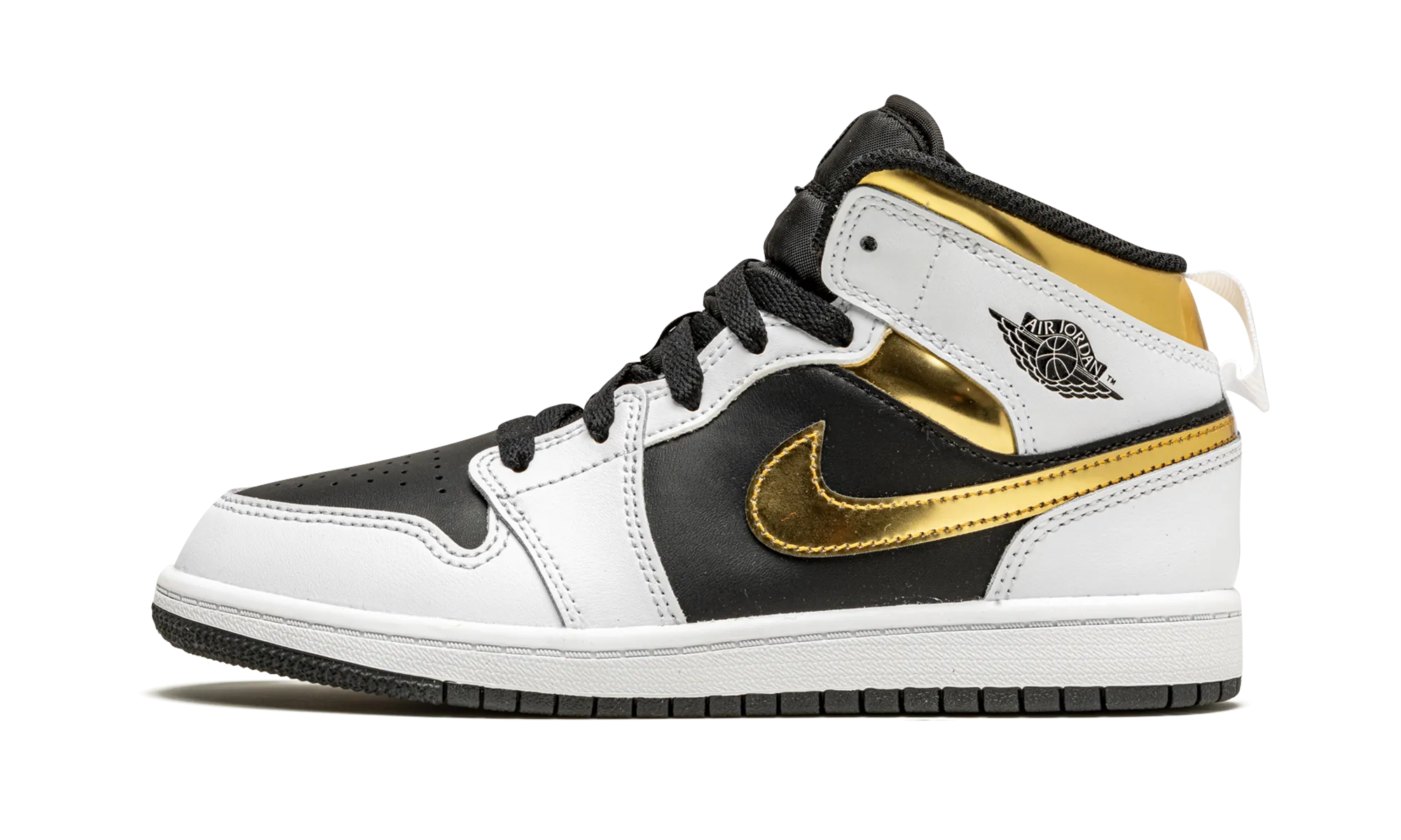 Jordan 1 Mid PS "White / Gold" jordan preschool kids shoes