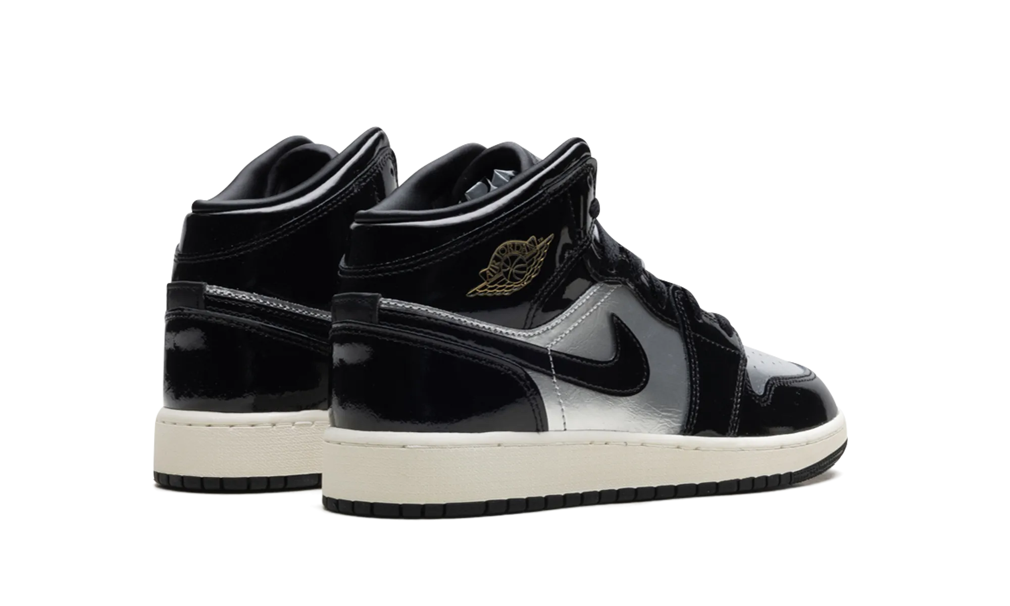 Jordan 1 Mid SE GS "Black Metallic Silver Sail Metallic Gold" jordan school kids shoes