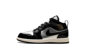 Jordan 1 Mid SE PS "Black Metallic Silver Sail Metallic Gold" Jordan Pre School shoes
