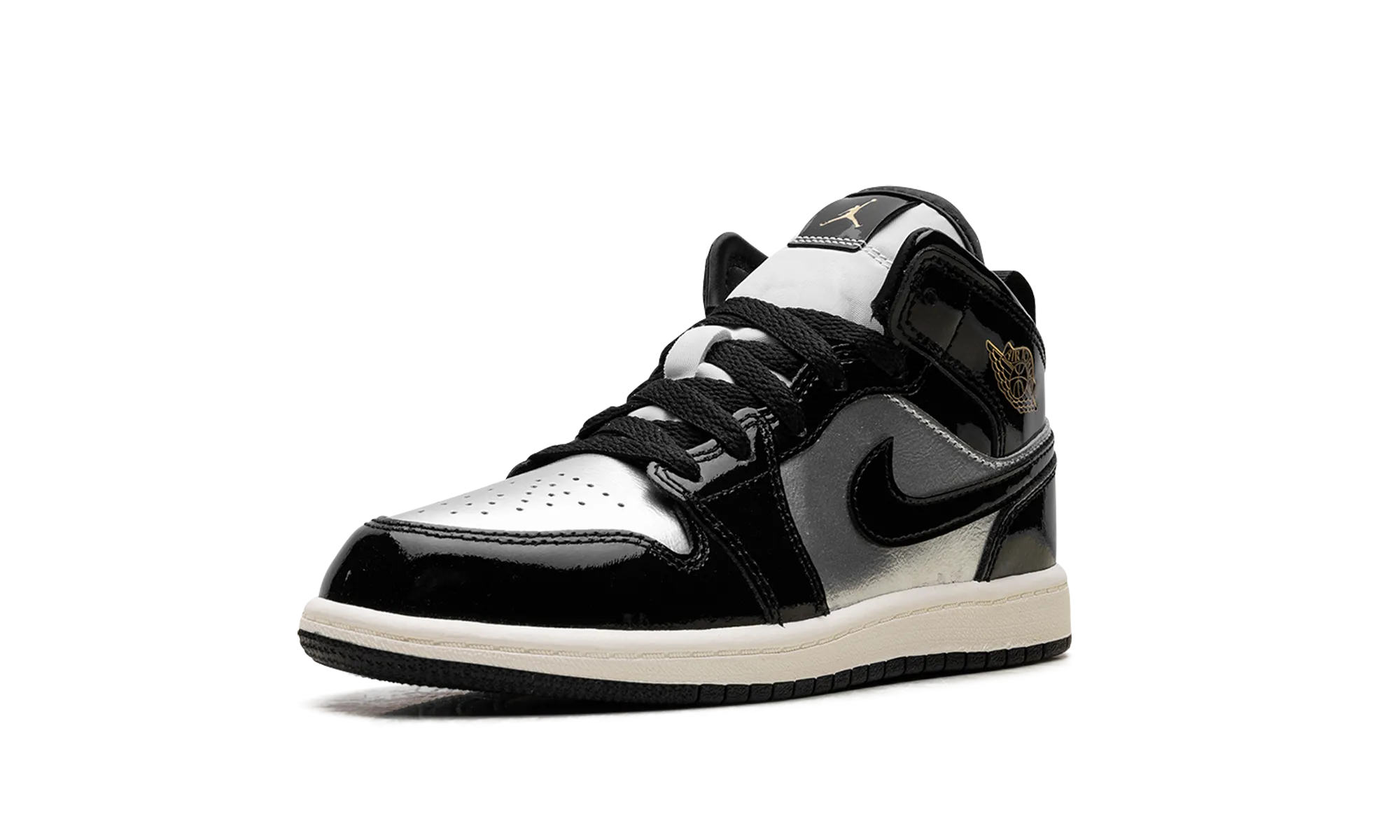 Jordan 1 Mid SE PS "Black Metallic Silver Sail Metallic Gold" jordan preschool kids shoes