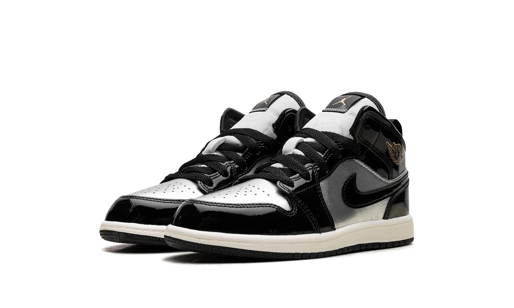 Jordan 1 Mid SE PS "Black Metallic Silver Sail Metallic Gold" jordan preschool kids shoes